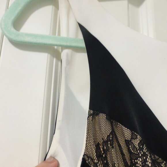 BEBE black, white and blue colour block dress with lace accent - Picture 6 of 14